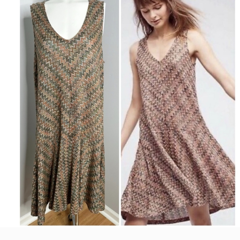 Anthropoligie Maeve Chevron Pattern Sleeveless Dress Sz.SP NWT